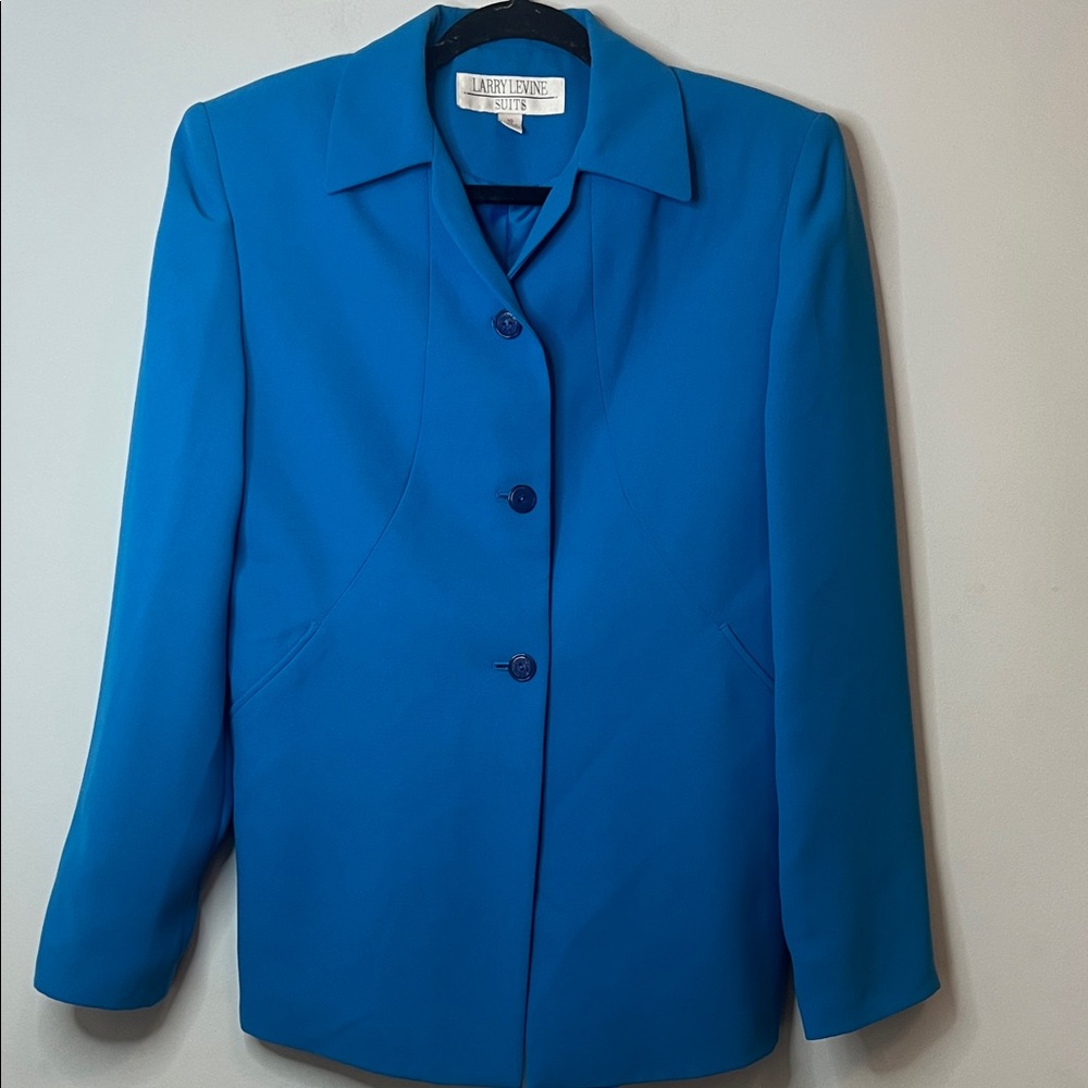 Larry Levine Vintage 1990's Women's‎ Vibrant Bright Blue Blazer Size 10